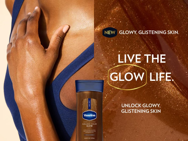 روغن بدن شاین دار وازلین حجم 200 میل مدل Golden Hour Glow